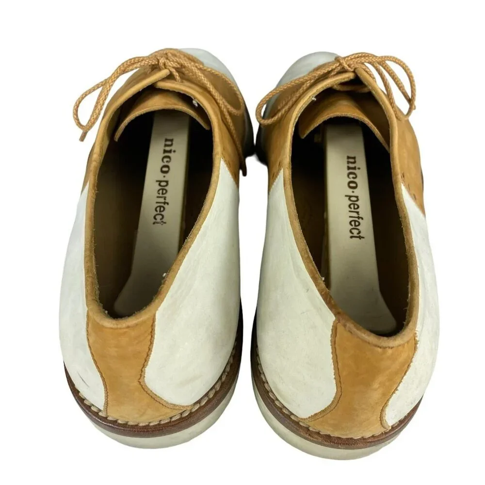 Aldo Bruè Men's Tan White Leather‎ Wingtip Oxford Shoes Size 7